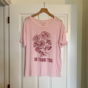Fifth Sun Pink Roses No Thank You Graphic Tee